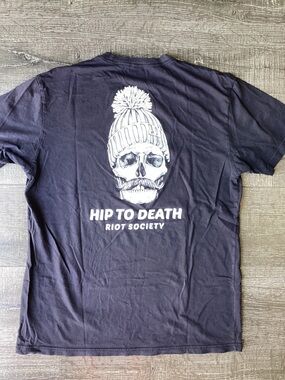 Riot Society "Hip to Death" Skull Graphic T-Shirt - Black - Size Large